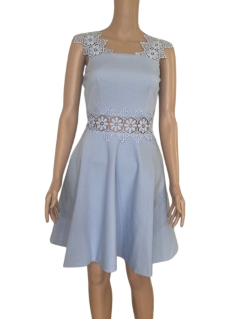 Ted Baker London Light Blue Lace Detail Dress – Size 1 Fit and Flare *Worn Once*